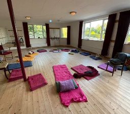 Meditation room with mats and cushions